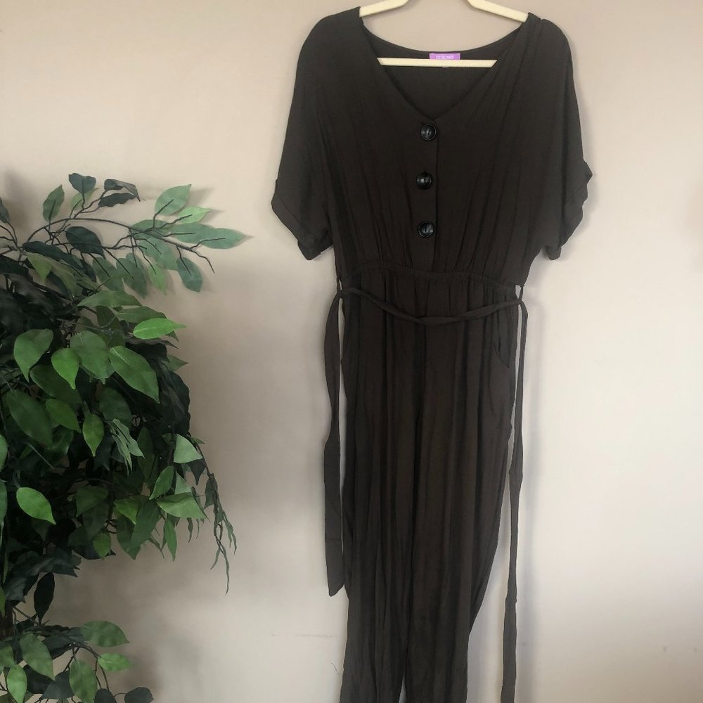Short sleeve button up jumpsuit